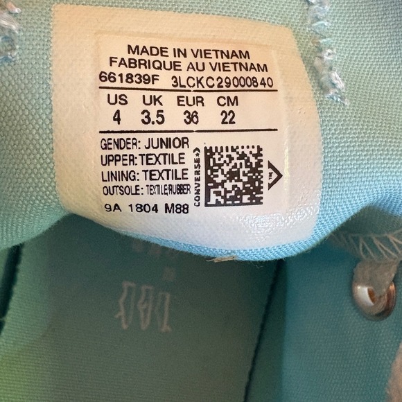 Converse All Star Junior Size 4 Sneakers Shoes Floral Confetti Multicolor Cute - Picture 7 of 10